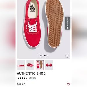 Red authentic shoe vans